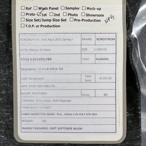 NWT NORDSTROM Grey Black Crew Neck Tee (L-10/12) - Picture 6 of 7